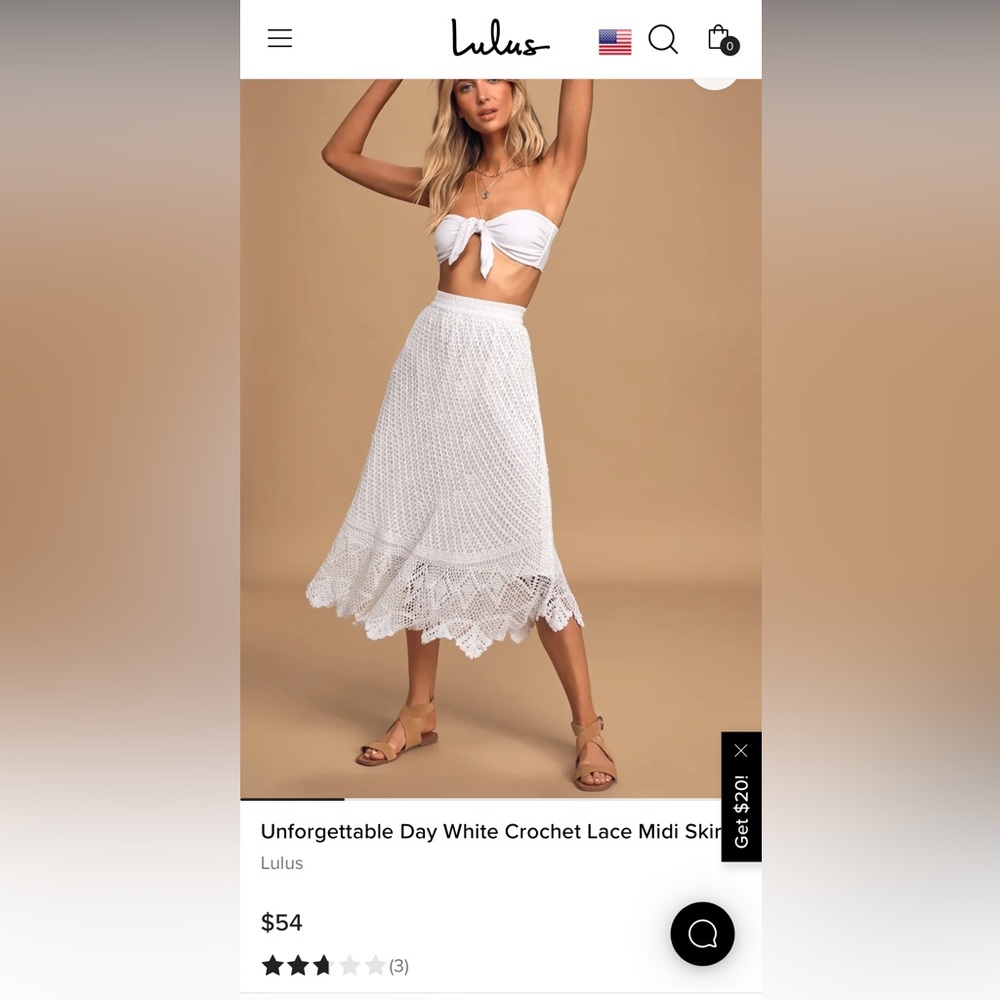 Lulus Unforgettable Day Crochet Skirt Size S